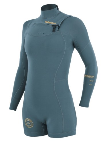 MANERA - WOMEN SEAFARER HYBRID - FZ 3.2mm (long sleeves - short legs) XL Pewter - 22221-3005  - 3664984041267